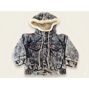 Vintage Levi’s Orange Tab Acid Wash Sherpa Lined Hooded Denim Jacket Size 3